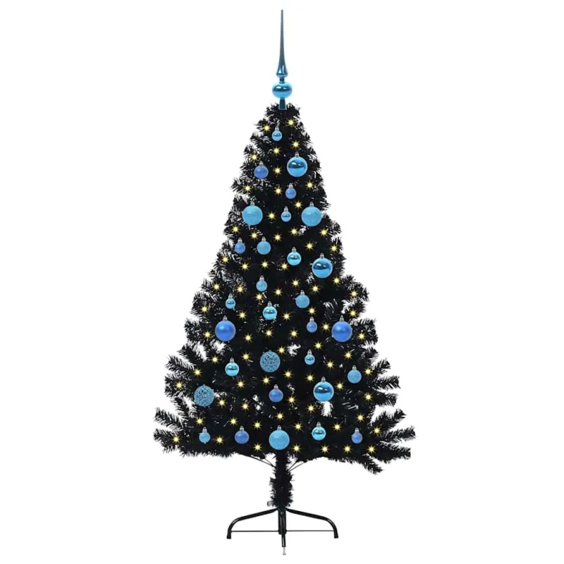 Dirbtinis prieššventinis eglutė su šviesomis Juoda 150 cm PVC