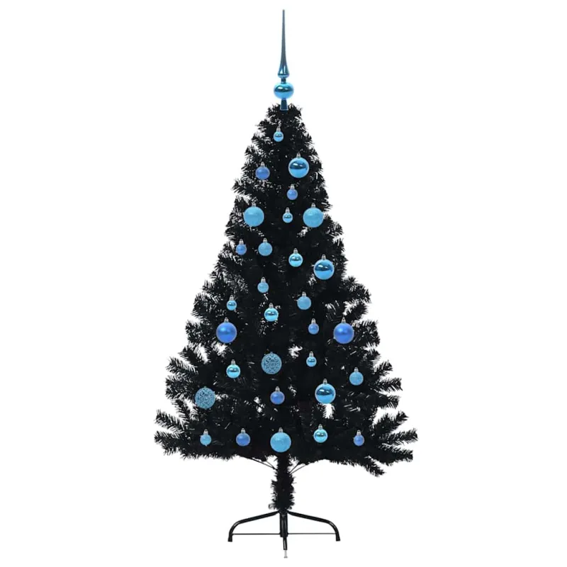 Dirbtinis prieššventinis eglutė su šviesomis Juoda 150 cm PVC