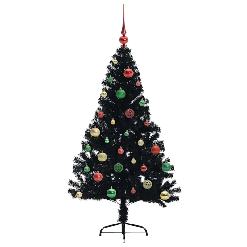 Dirbtinis prieššventinis eglutė su šviesomis Juoda 150 cm PVC
