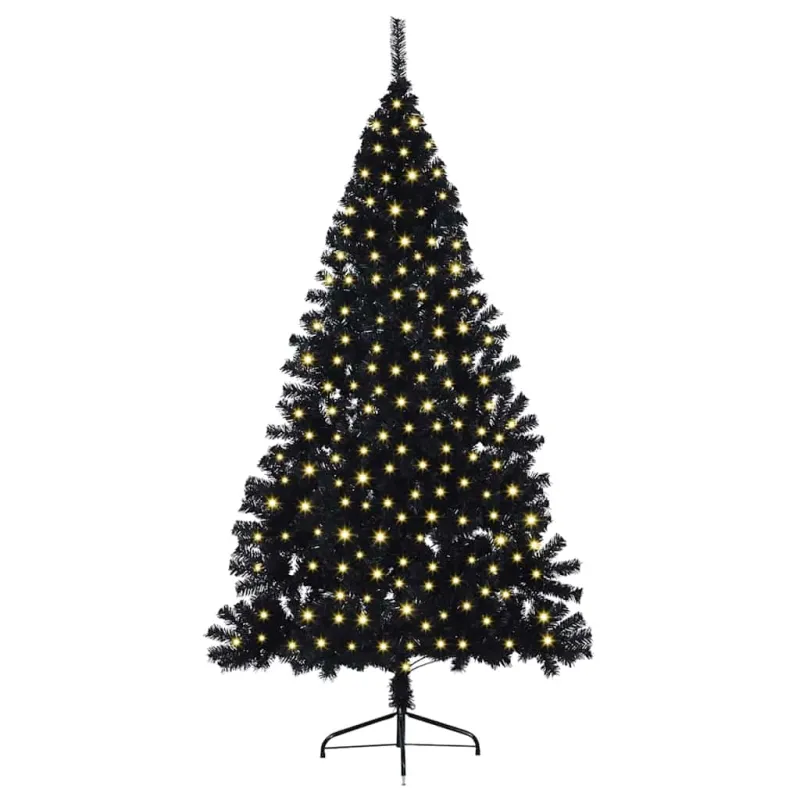 Dirbtinis prieššventinis eglutė su šviesomis Juoda 180 cm PVC