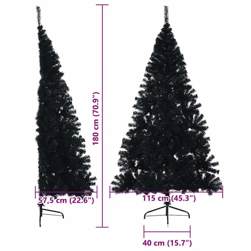 Dirbtinis prieššventinis eglutė su šviesomis Juoda 180 cm PVC