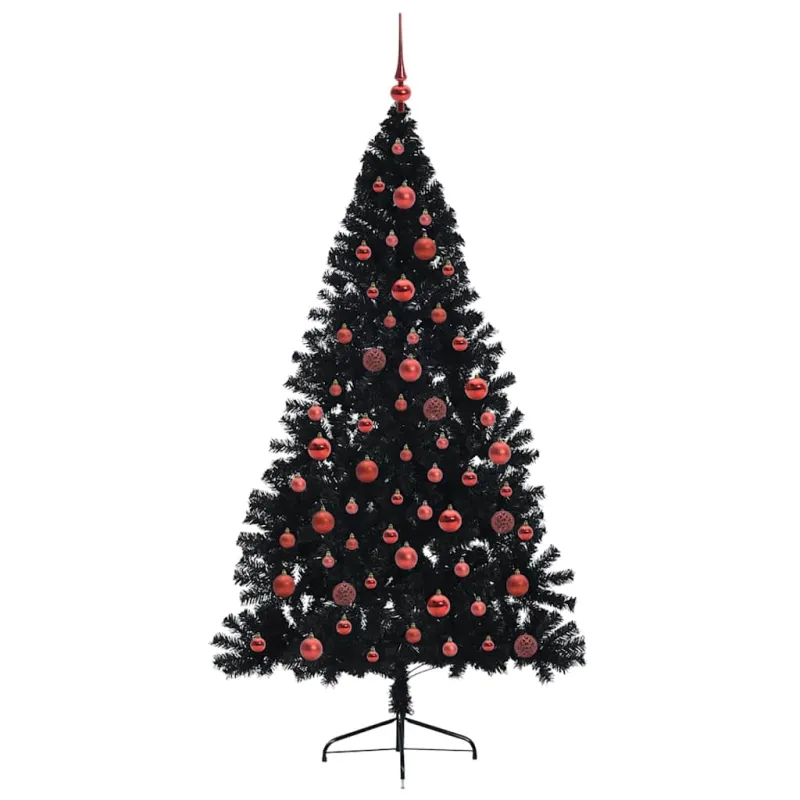 Dirbtinis prieššventinis eglutė su šviesomis Juoda 180 cm PVC