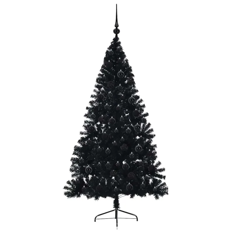 Dirbtinis prieššventinis eglutė su šviesomis Juoda 180 cm PVC
