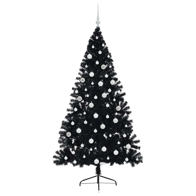 Dirbtinis prieššventinis eglutė su šviesomis Juoda 180 cm PVC
