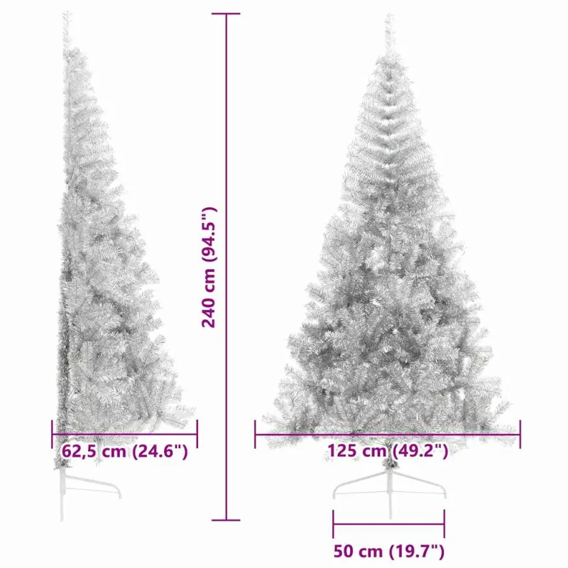 Dirbtinis prieššventinis eglutė su šviesomis Sidabro 240 cm PET