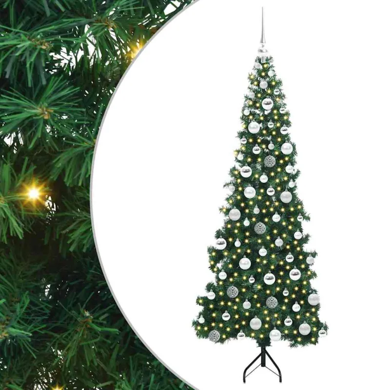 Kampinis dirbtinis Kalėdų medis Žalia 180 cm PVC ir metalas