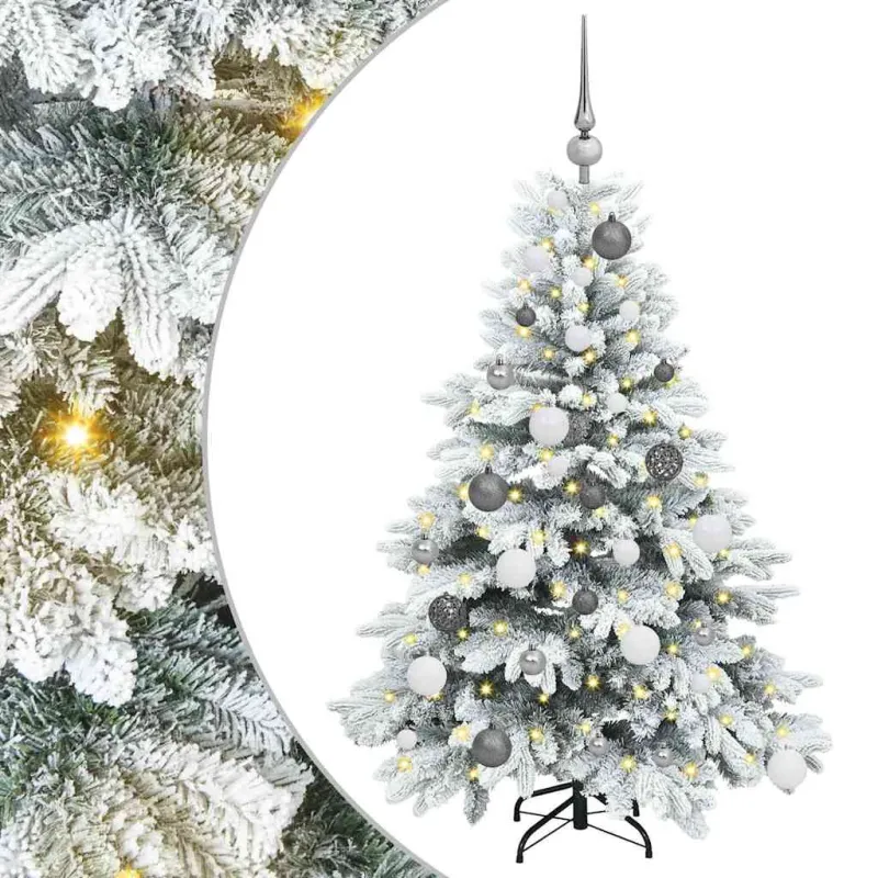 Dirbtinė Kalėdų eglutė su 150 LED Balta 120 cm PE ir PVC