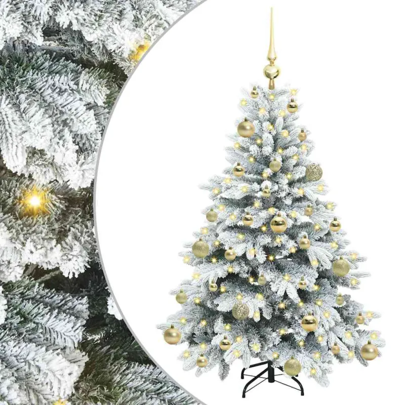 Dirbtinė Kalėdų eglutė su 150 LED Balta 120 cm PE ir PVC