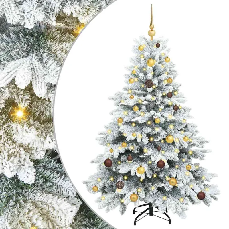 Dirbtinė Kalėdų eglutė su 150 LED Balta 150 cm PE ir PVC