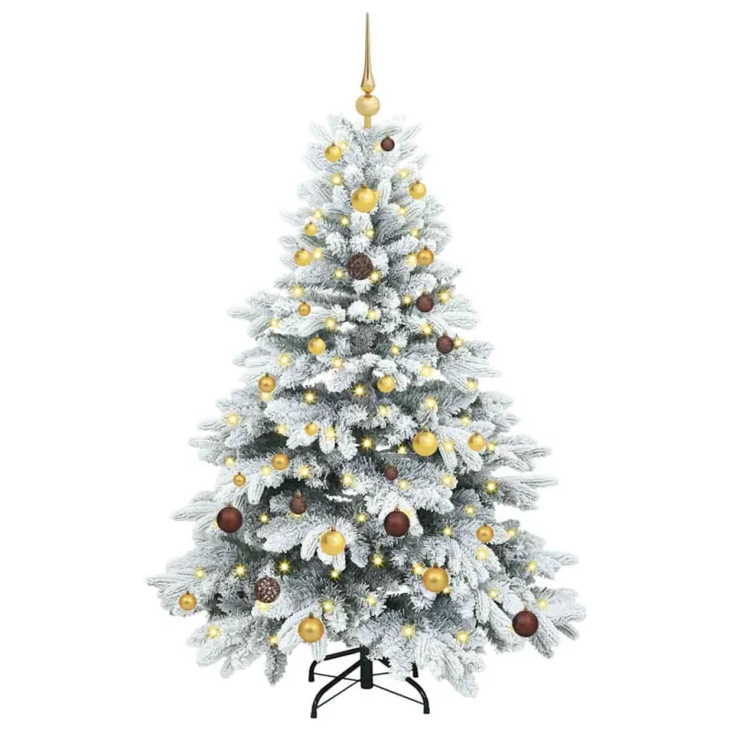 Dirbtinė Kalėdų eglutė su 150 LED Balta 150 cm PE ir PVC
