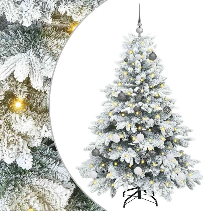 Dirbtinė Kalėdų eglutė su 150 LED Balta 150 cm PE ir PVC