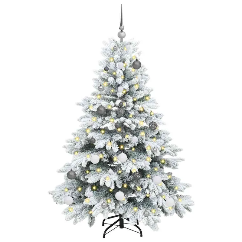 Dirbtinė Kalėdų eglutė su 150 LED Balta 150 cm PE ir PVC