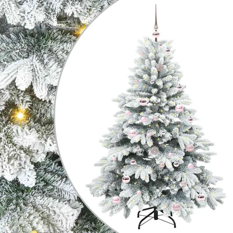 Dirbtinė Kalėdų eglutė su 150 LED Balta 150 cm PE ir PVC