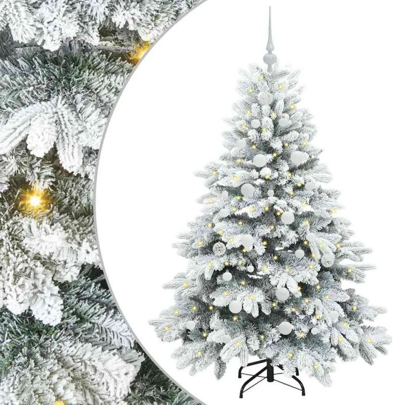 Dirbtinė Kalėdų eglutė su 150 LED Balta 150 cm PE ir PVC