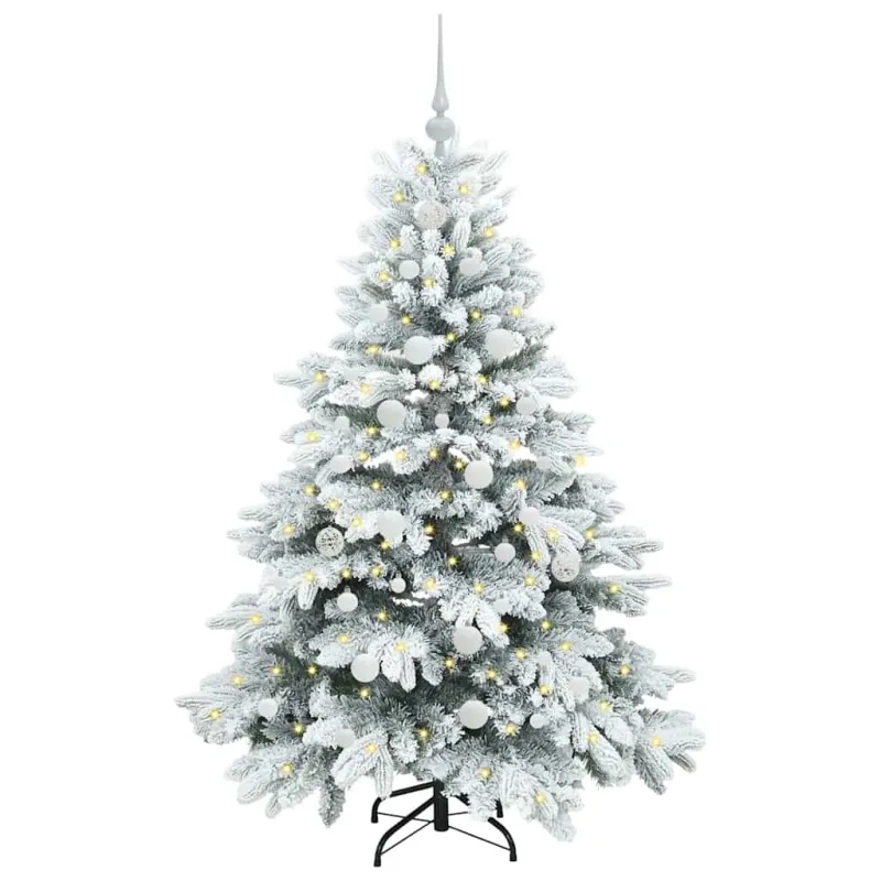 Dirbtinė Kalėdų eglutė su 150 LED Balta 150 cm PE ir PVC