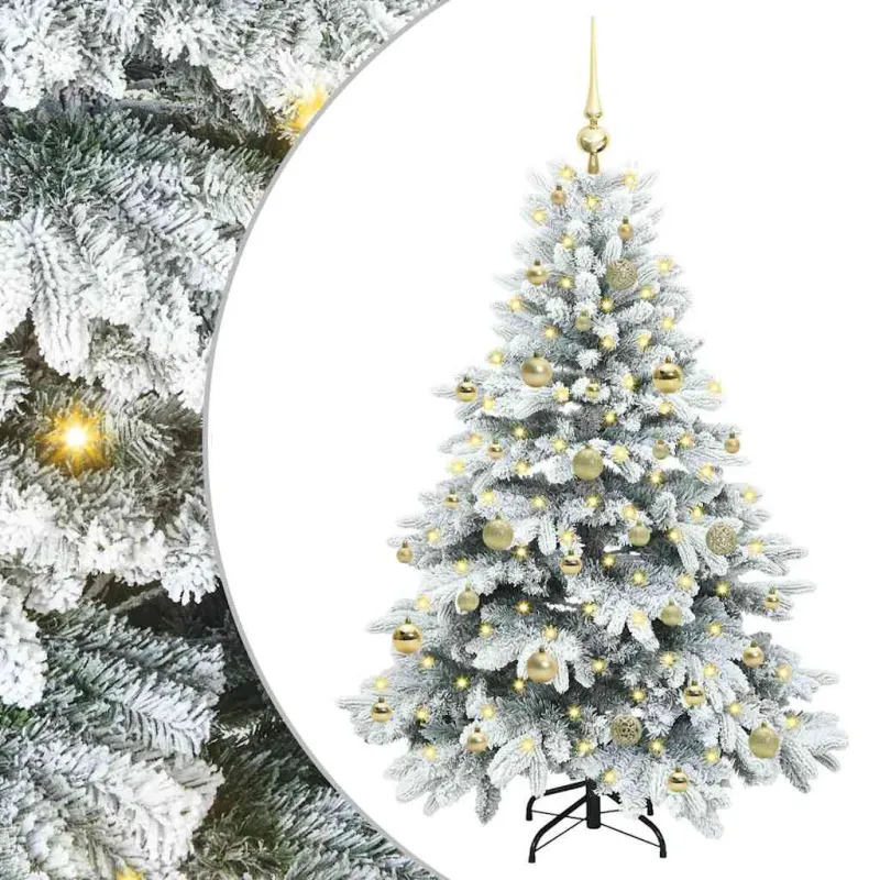 Dirbtinė Kalėdų eglutė su 150 LED Balta 150 cm PE ir PVC