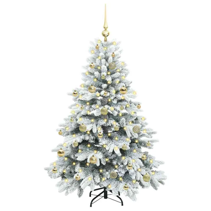 Dirbtinė Kalėdų eglutė su 150 LED Balta 150 cm PE ir PVC