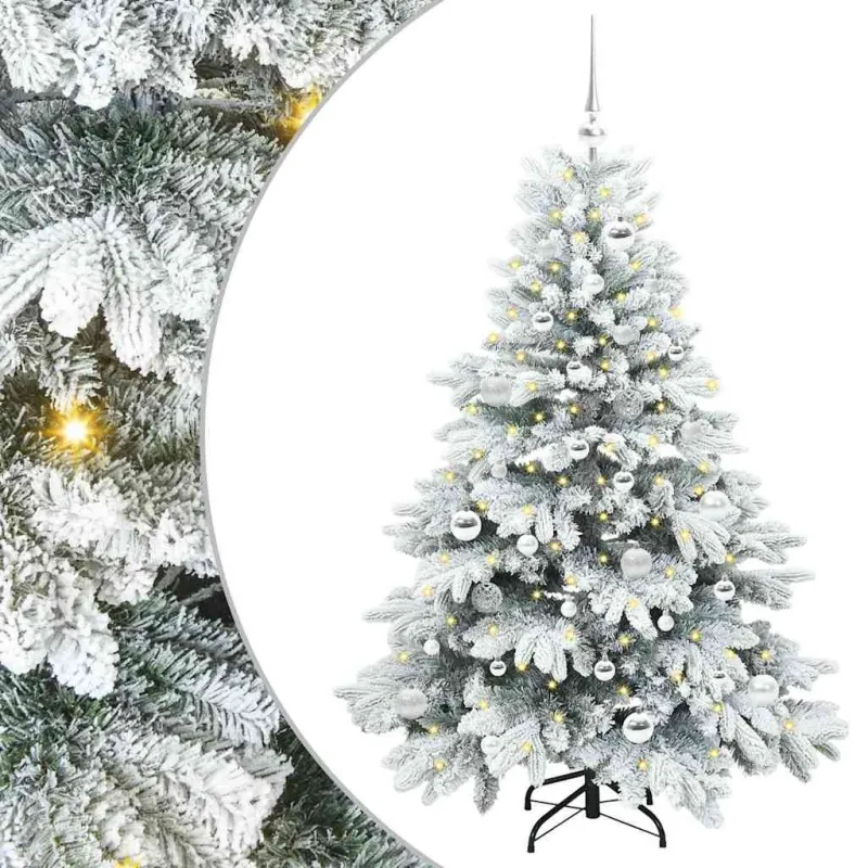 Dirbtinė Kalėdų eglutė su 150 LED Balta 150 cm PE ir PVC