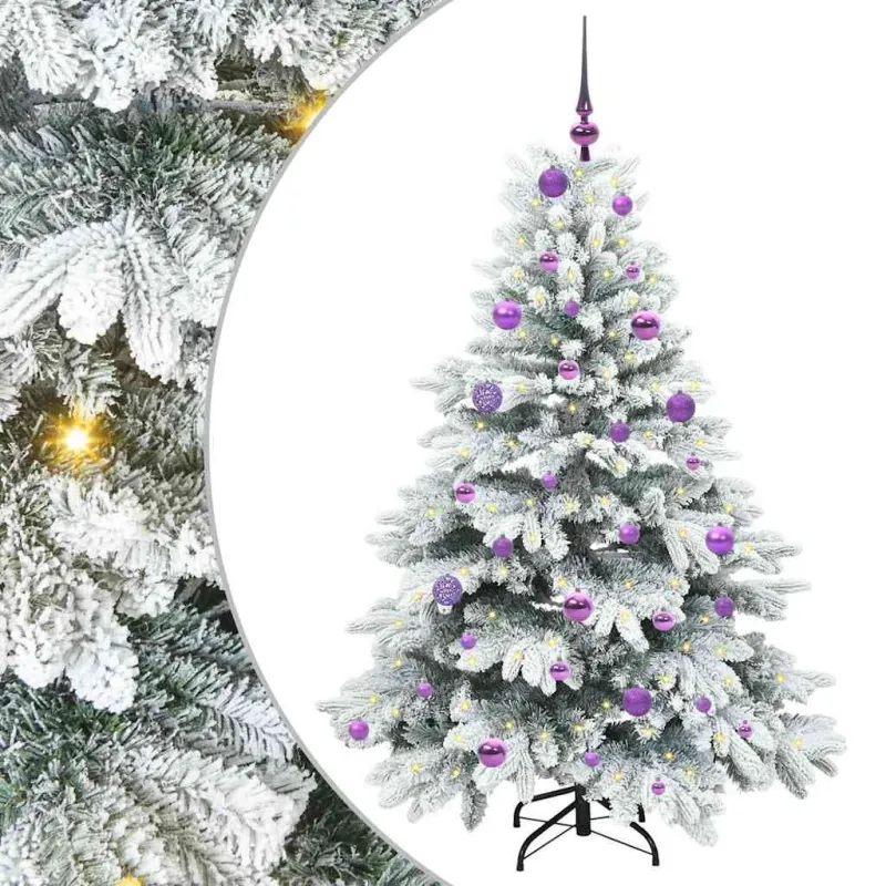 Dirbtinė Kalėdų eglutė su 150 LED Balta 150 cm PE ir PVC