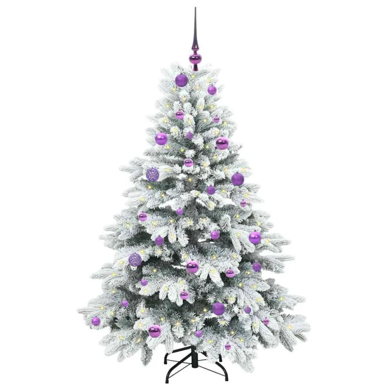 Dirbtinė Kalėdų eglutė su 150 LED Balta 150 cm PE ir PVC