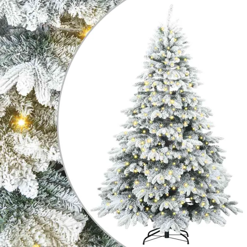 Dirbtinė Kalėdų eglutė su 300 LED Balta 180 cm PE ir PVC