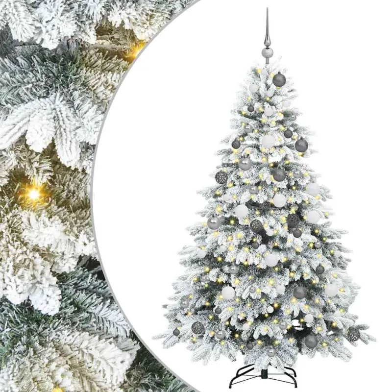 Dirbtinė Kalėdų eglutė su 300 LED Balta 180 cm PE ir PVC