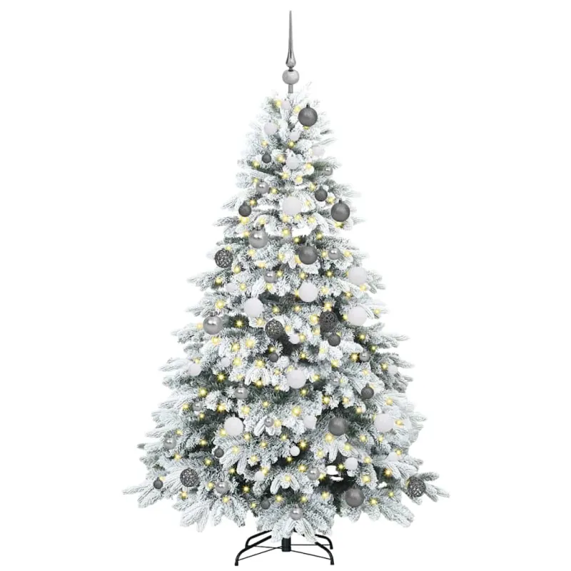 Dirbtinė Kalėdų eglutė su 300 LED Balta 180 cm PE ir PVC