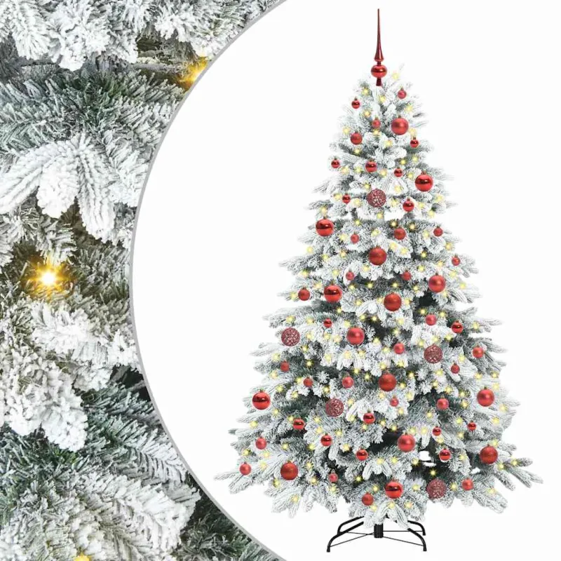 Dirbtinė Kalėdų eglutė su 300 LED Balta 180 cm PE ir PVC