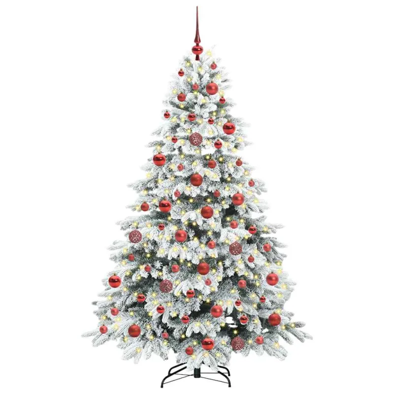 Dirbtinė Kalėdų eglutė su 300 LED Balta 180 cm PE ir PVC