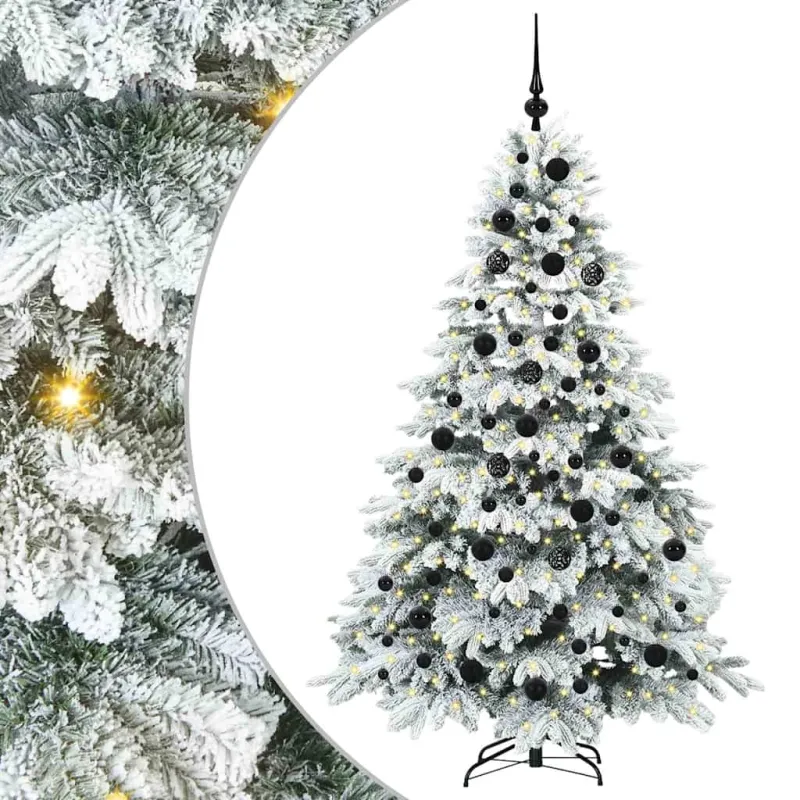 Dirbtinė Kalėdų eglutė su 300 LED Balta 180 cm PE ir PVC
