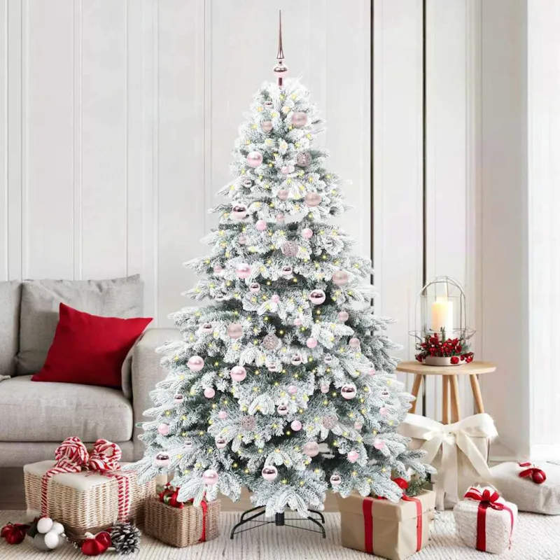 Dirbtinė Kalėdų eglutė su 300 LED Balta 180 cm PE ir PVC