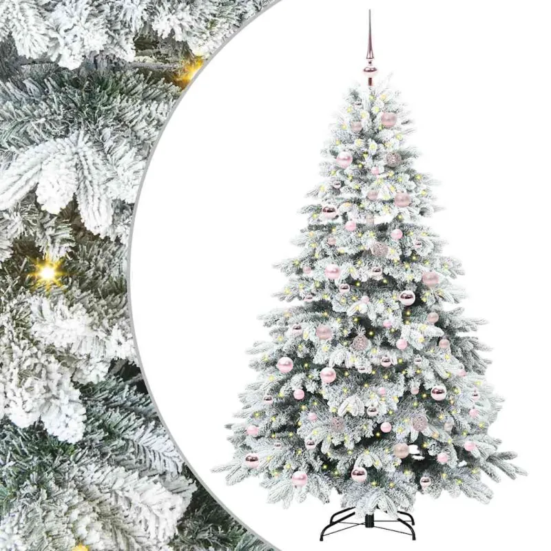 Dirbtinė Kalėdų eglutė su 300 LED Balta 180 cm PE ir PVC