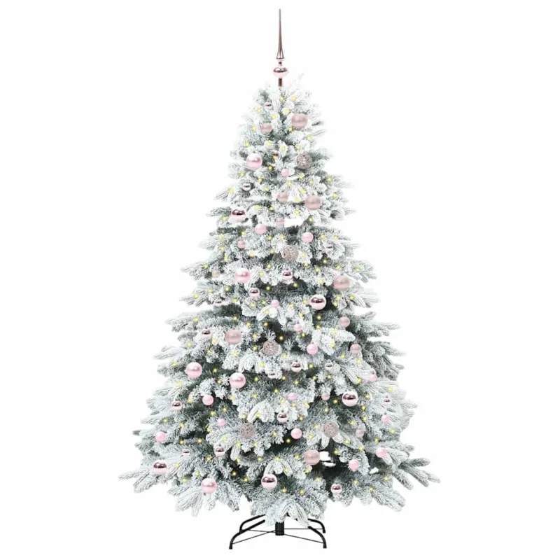 Dirbtinė Kalėdų eglutė su 300 LED Balta 180 cm PE ir PVC