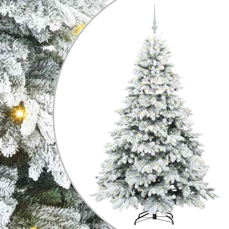 Dirbtinė Kalėdų eglutė su 300 LED Balta 180 cm PE ir PVC