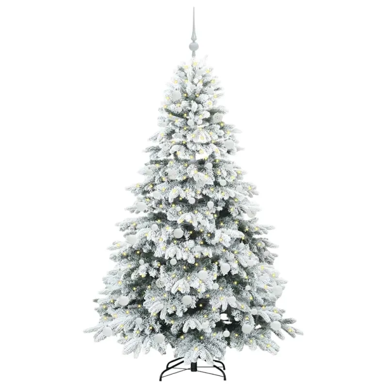 Dirbtinė Kalėdų eglutė su 300 LED Balta 180 cm PE ir PVC
