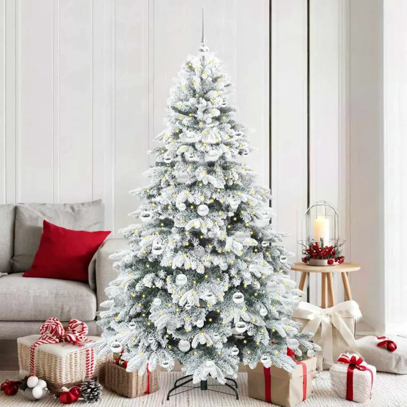 Dirbtinė Kalėdų eglutė su 300 LED Balta 180 cm PE ir PVC