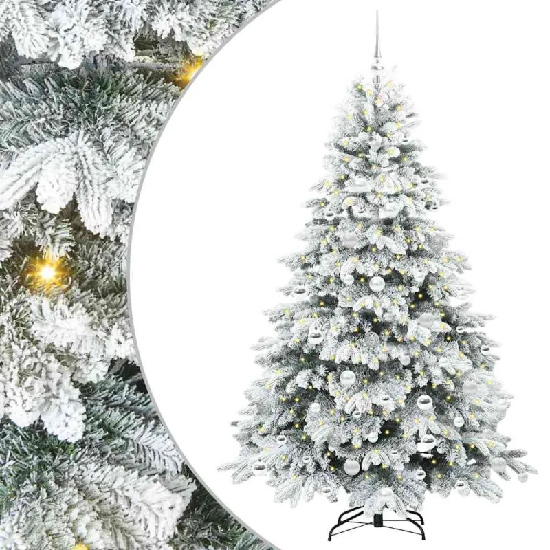 Dirbtinė Kalėdų eglutė su 300 LED Balta 180 cm PE ir PVC