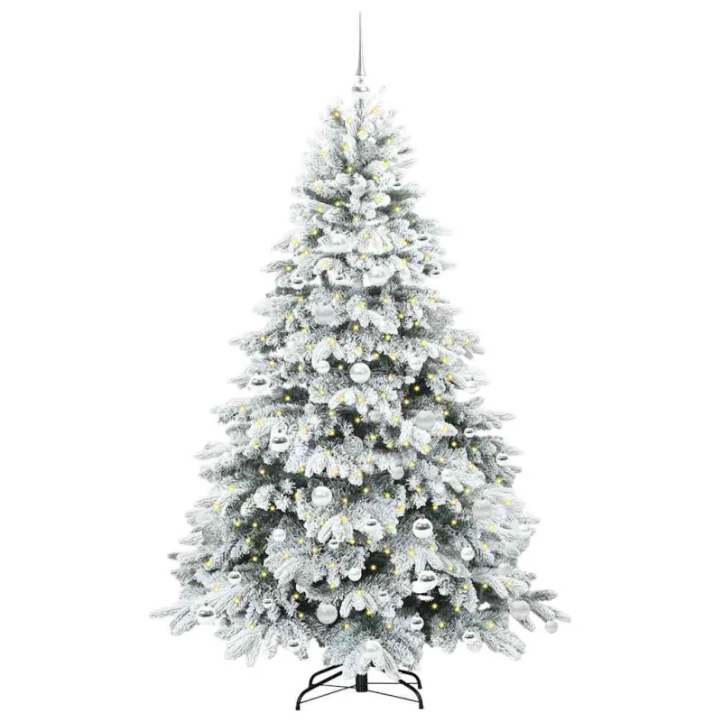Dirbtinė Kalėdų eglutė su 300 LED Balta 180 cm PE ir PVC