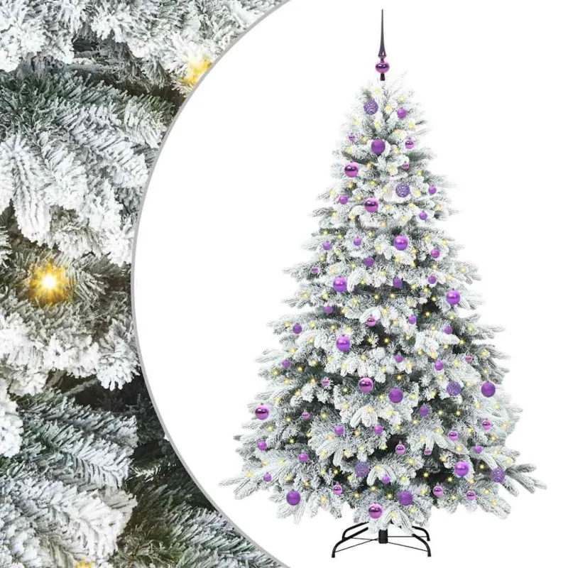 Dirbtinė Kalėdų eglutė su 300 LED Balta 180 cm PE ir PVC