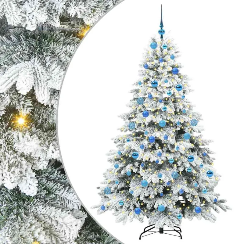 Dirbtinė Kalėdų eglutė su 300 LED Balta 180 cm PE ir PVC