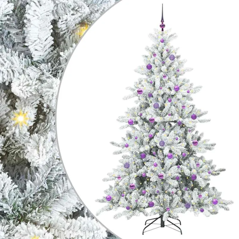 Dirbtinė Sulankstoma Kalėdų Eglutė Balta 210 cm PVC ir Plienas