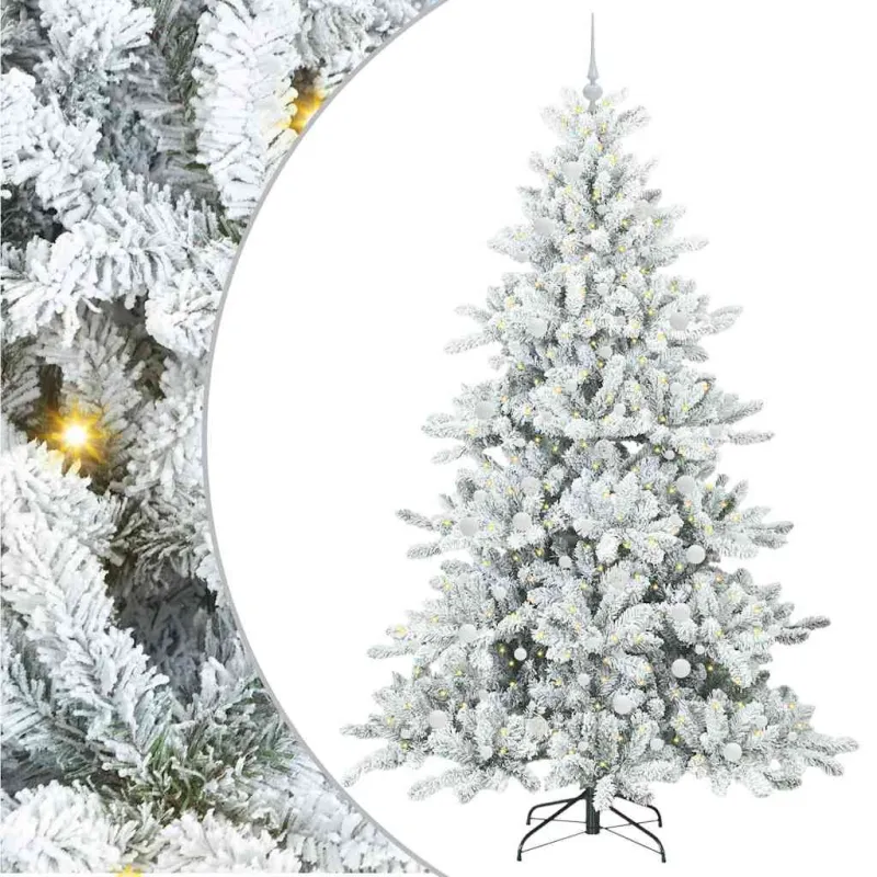 Dirbtinė Sulankstoma Kalėdų Eglutė Balta 240 cm PVC ir Plienas