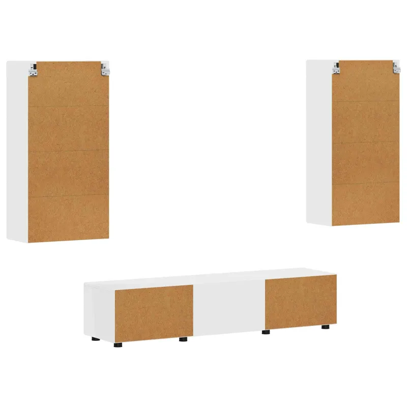 TV spintelių komplektas FLORIN 3 pcs Balta Apdirbta mediena