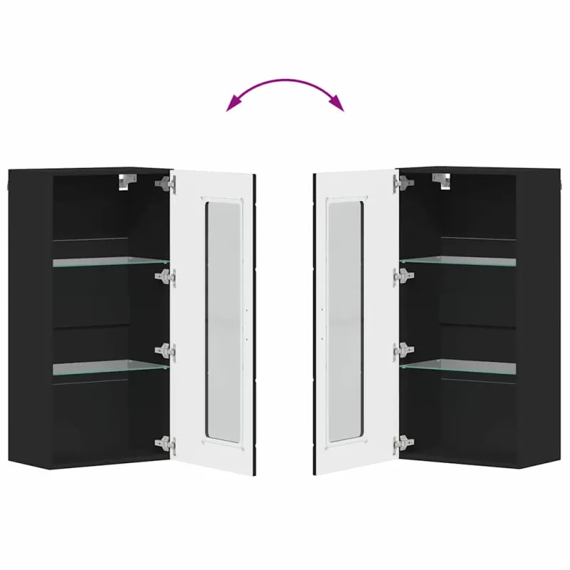 TV spintelių komplektas FLORIN 3 pcs Juoda Apdirbta mediena