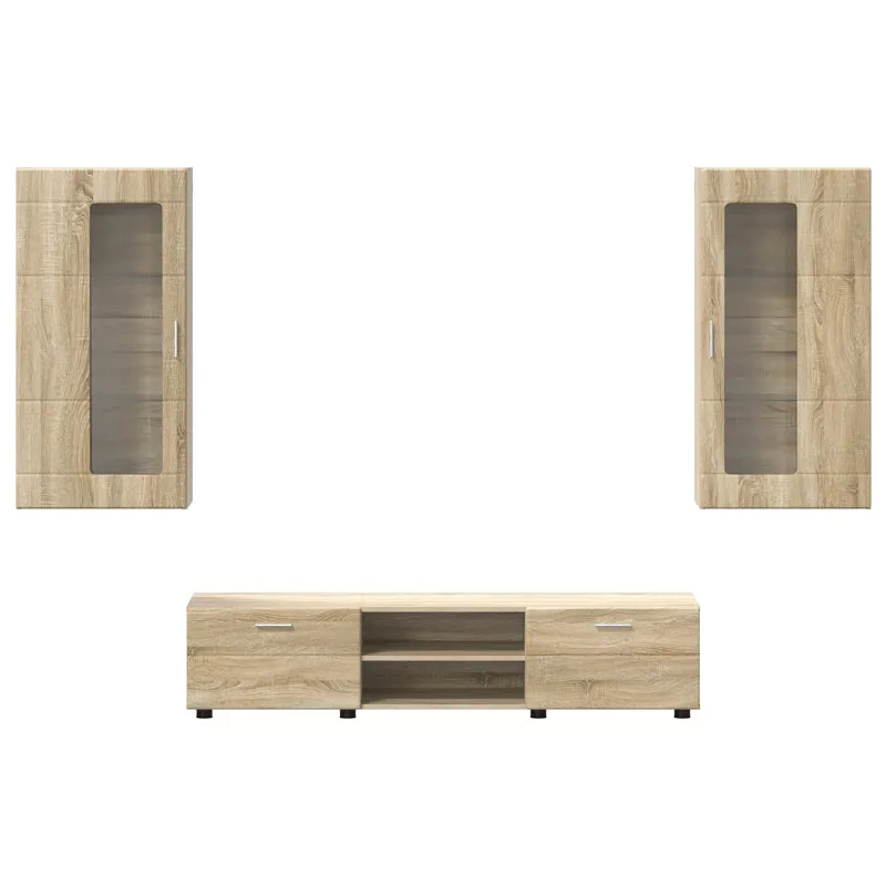 TV spintelių komplektas su stalčių FLORIN 3 pcs Sonoma ąžuolas