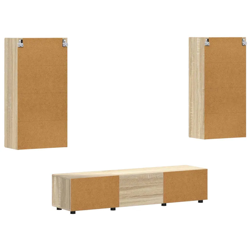 TV spintelių komplektas su stalčių FLORIN 3 pcs Sonoma ąžuolas