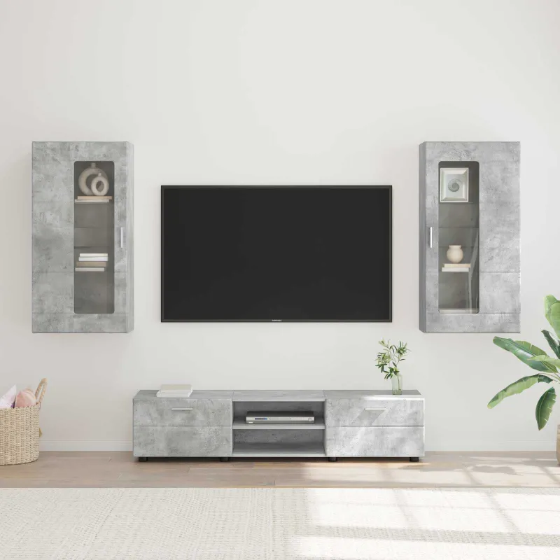 TV spintelių komplektas su stalčių FLORIN 3 pcs Betono pilka