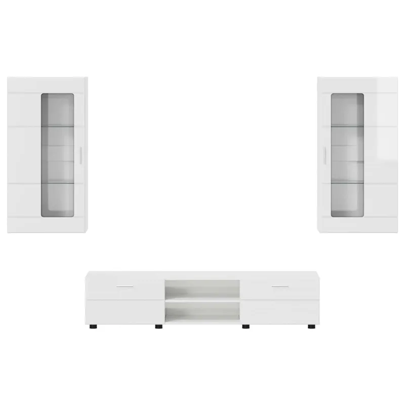 TV spintelių komplektas FLORIN 3 pcs Aukštai blizganti balta