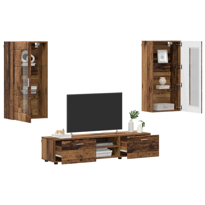 TV spintelių komplektas su stalčių FLORIN 3 pcs Senas medis