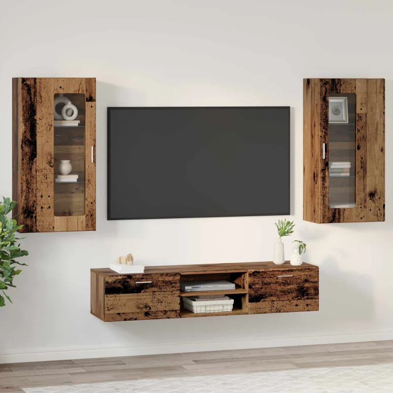 TV spintelių komplektas su stalčių FLORIN 3 pcs Senas medis